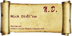 Nick Diána névjegykártya